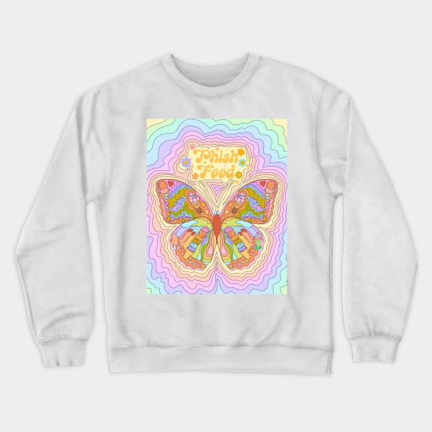 Phish Food - with background - 70s butterfly Crewneck Sweatshirt by Deardarling